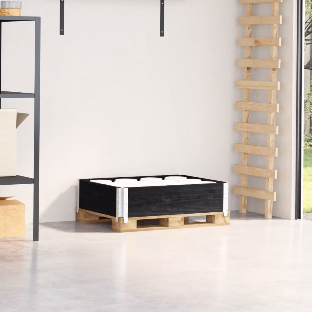 Letto rialzato per pallet vidaXL in legno e metallo nero L: 80 cm, P: 60 cm