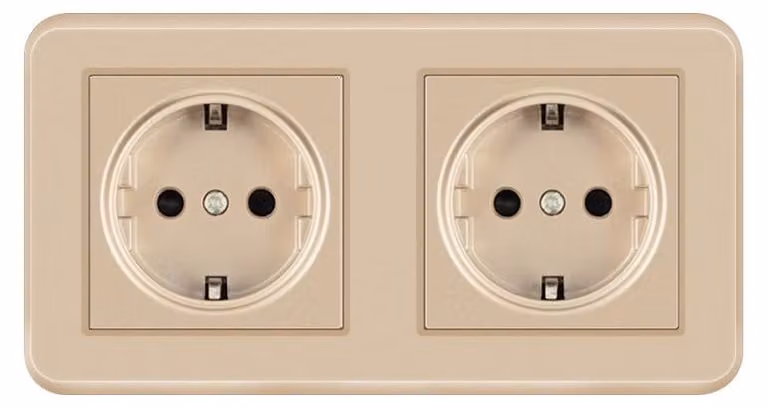 Prese a muro doppia incassata Techstar® TS-PC, 110-250V, 16A, ignifuga, 80x151mm, oro
