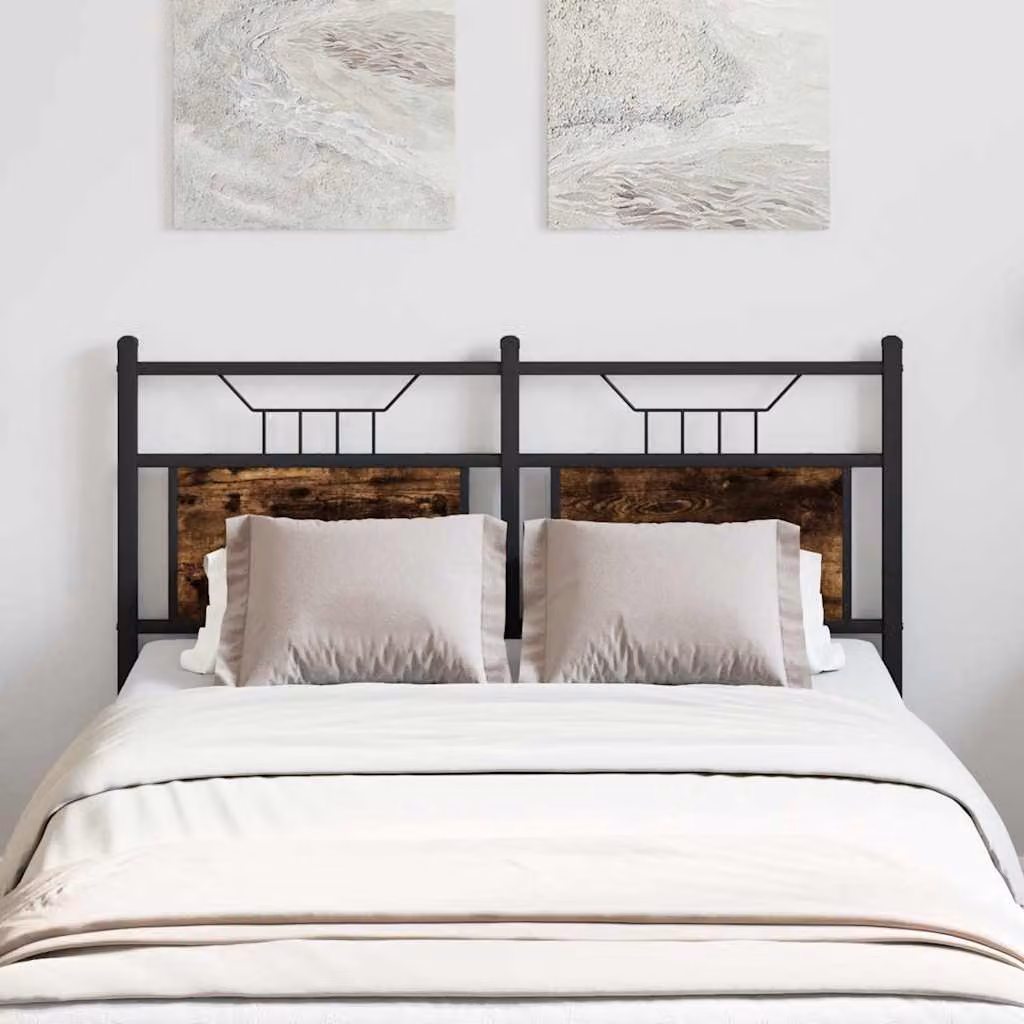 Testiera di ricambio vidaXL in stile industriale in legno multistrato e acciaio, colore rovere fumo, L: 126 cm