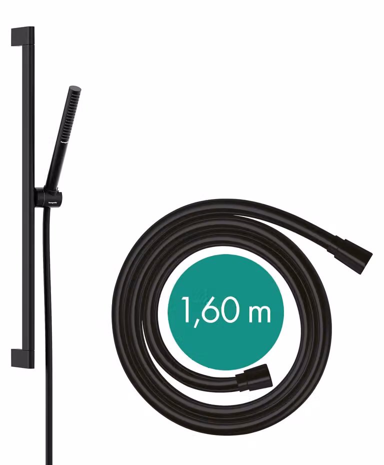 Doucheset Pulsify S, a risparmio idrico, colore nero opaco, tubo da 1,60 metri