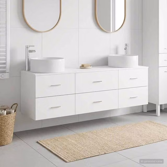 Set di mobili per il bagno 3 pz Bianco 161 x 44,5 x 80 cm 3405939