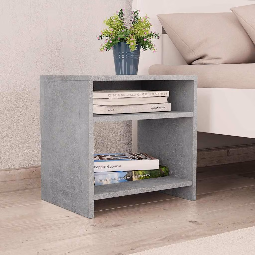 Comodino vidaXL in legno multistrato e MDF, colore grigio cemento, L 40 x P 30 x H 40 cm