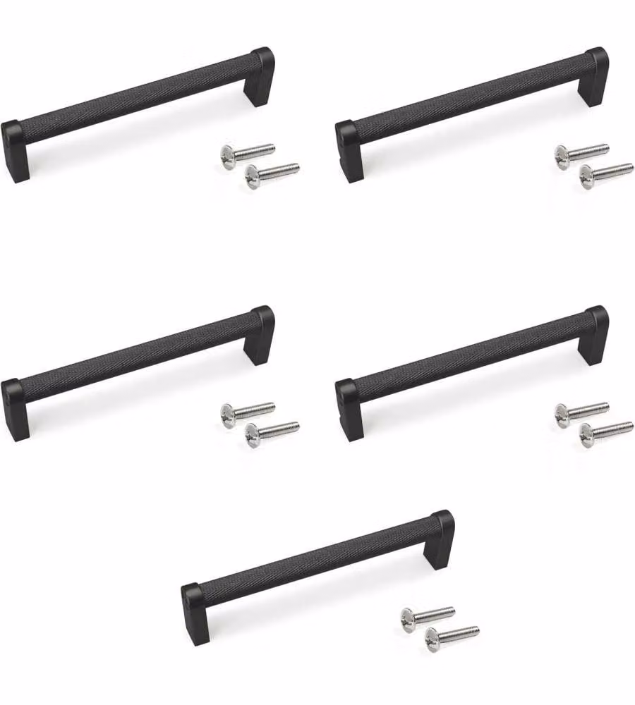 Set 5 maniglie per mobili Alluminio nero L141mm interasse 128mm