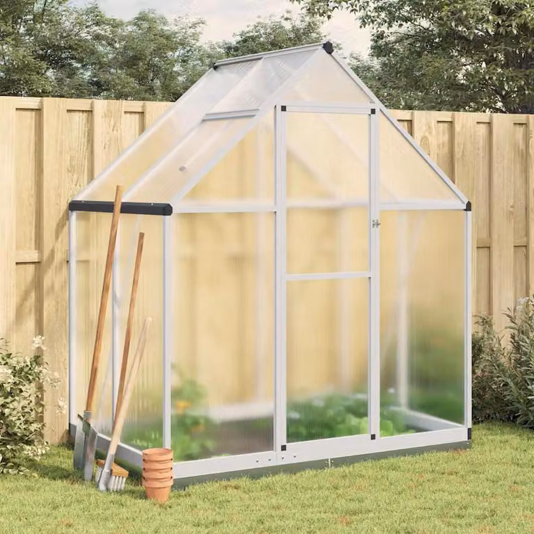 vidaXL Telaio Serra in Alluminio Argento con Copertura in Policarbonato Trasparente L/P/H: 169 x 114 x 202 cm