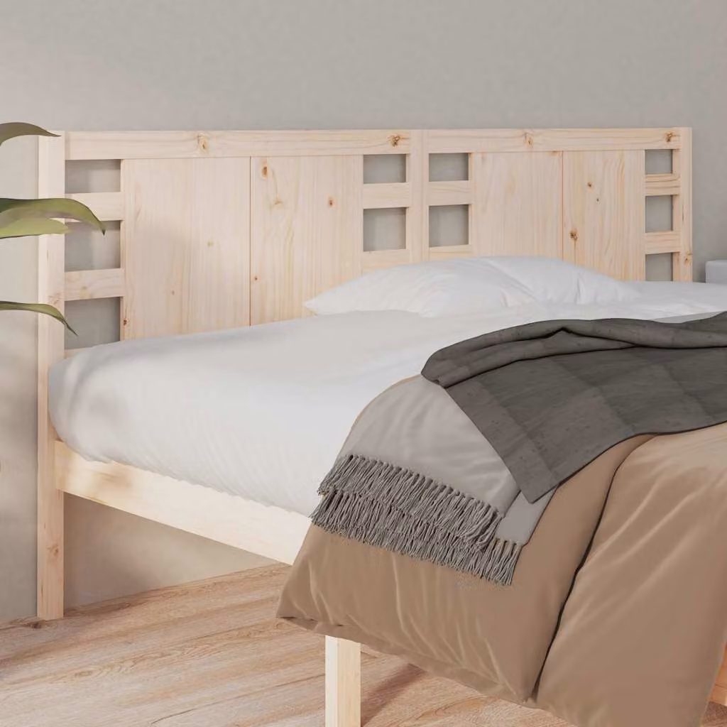 Testiera per letto vidaXL in legno massello di pino naturale stile rustico L: 141 cm, H: 100 cm, P: 4 cm