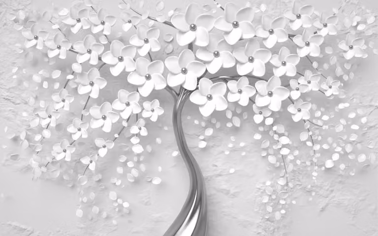 copertura 3D Tappeto magnetico per radiatori Fiori bianchi 60x100cm