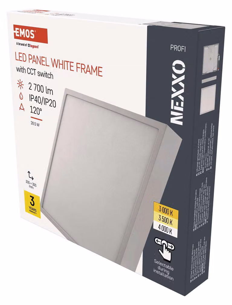 EMOS Apparecchio LED NEXXO bianco, 30 x 30 cm, 28,5 W, bianco caldo/neutro, ZM6153