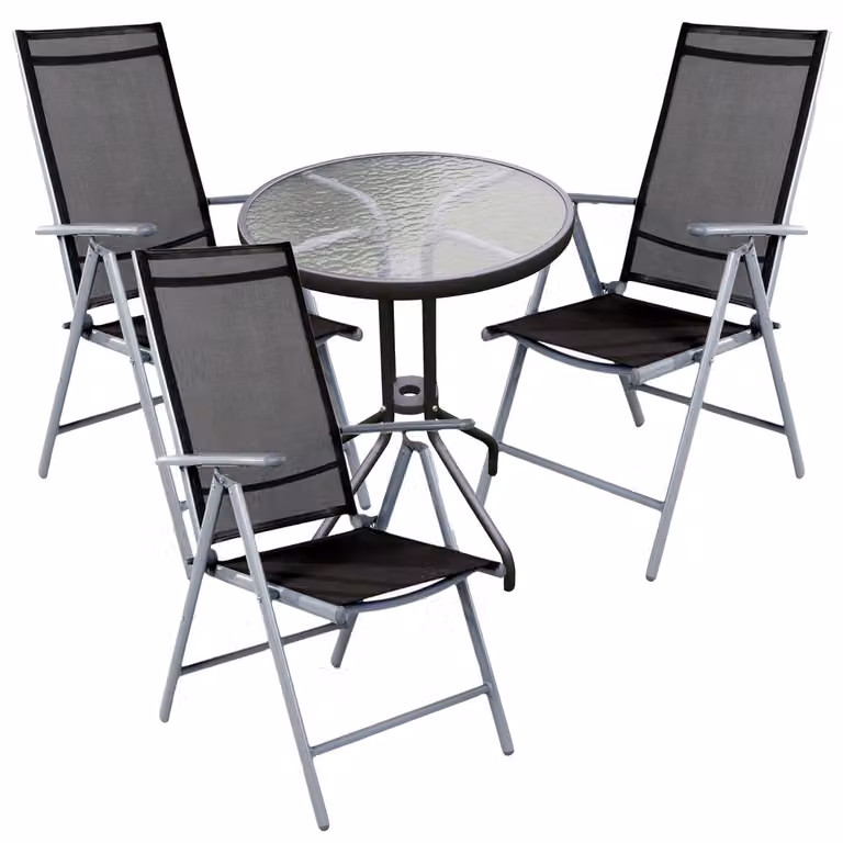 Set di sedute da bistrot Set da bistrot 4 pezzi argento/antracite