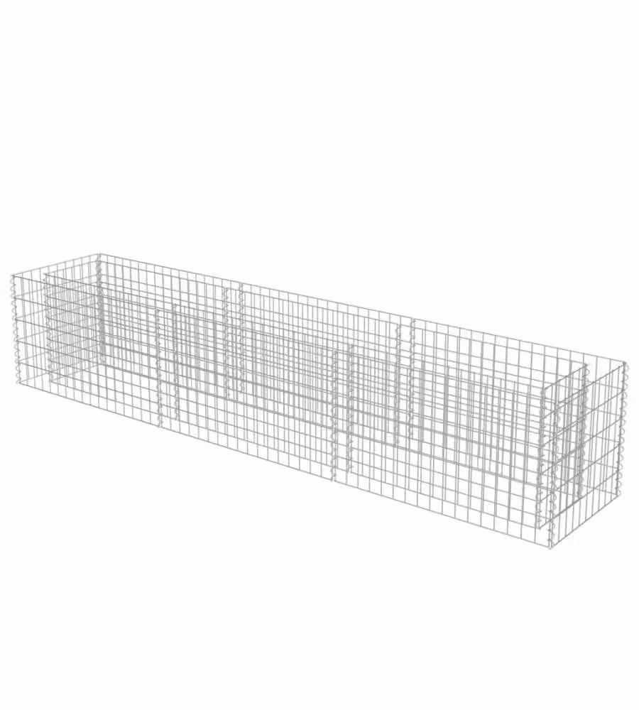 vidaXL Letto Rialzato a Gabbione in Acciaio Zincato Argento L/P/H: 270 x 50 x 50 cm – 2