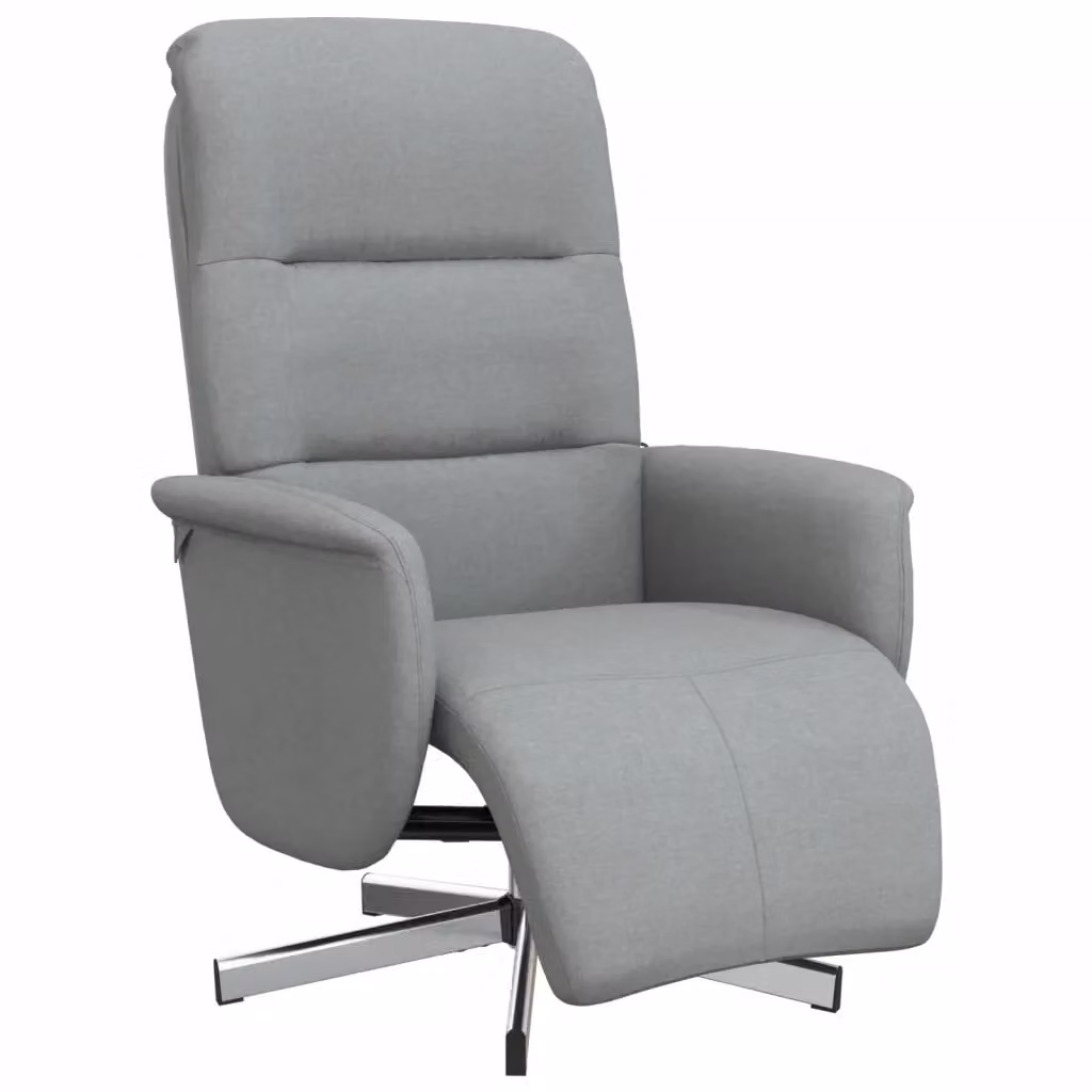 Poltrona Reclinabile con Poggiapiedi e Sedia Relax Moderna in Tessuto Grigio con Base Girevole 360 e Leva Manuale – 2