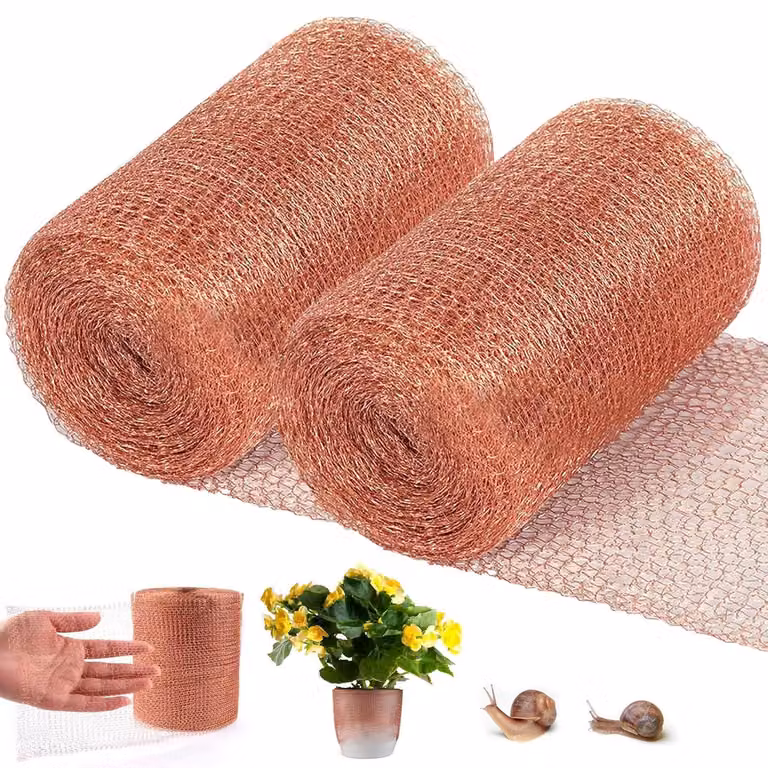 Rullo di rete in rame, 12,7 cm x 6 m, confezione da 2 pezzi, rete di rame flessibile per giardinaggio e pulizia