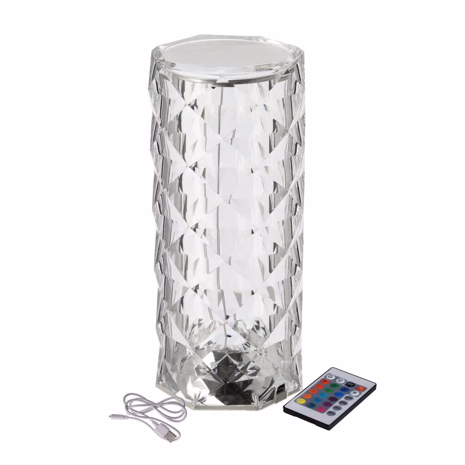 Lampada da tavolo ricaricabile Touch LED in cristallo Ø 9 x 21 cm cambio colore incl. telecomando Lampada da tavolo