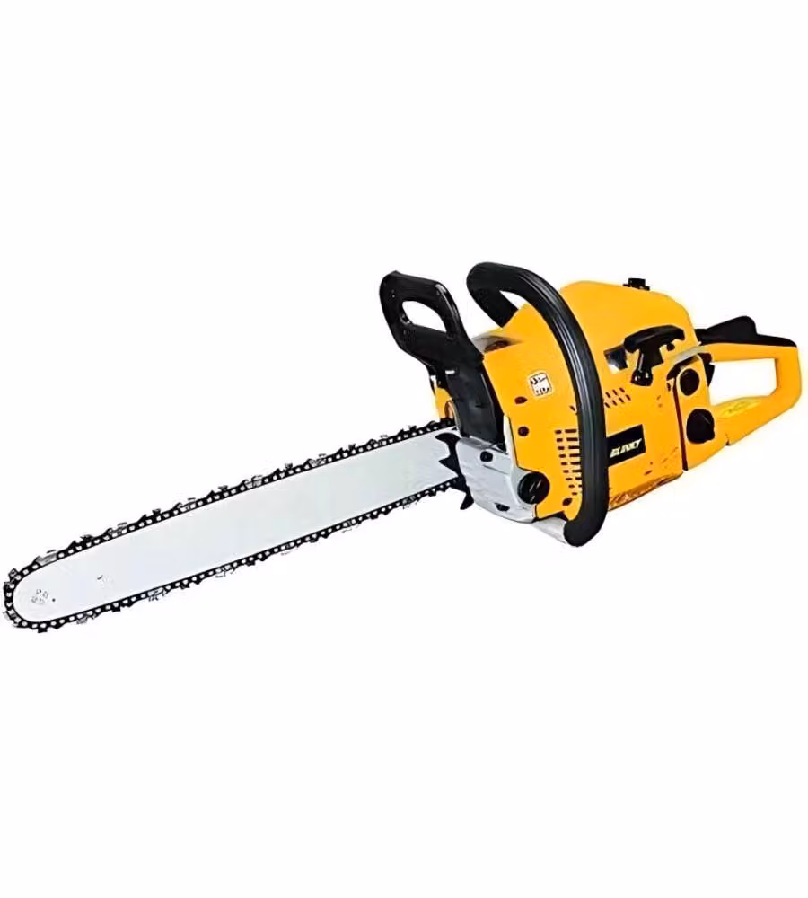 Motosega a scoppio Vigor Fox-50 arancione con motore a gas da 50 cc a 2 tempi e barra da 45 cm con sistema antivibrante