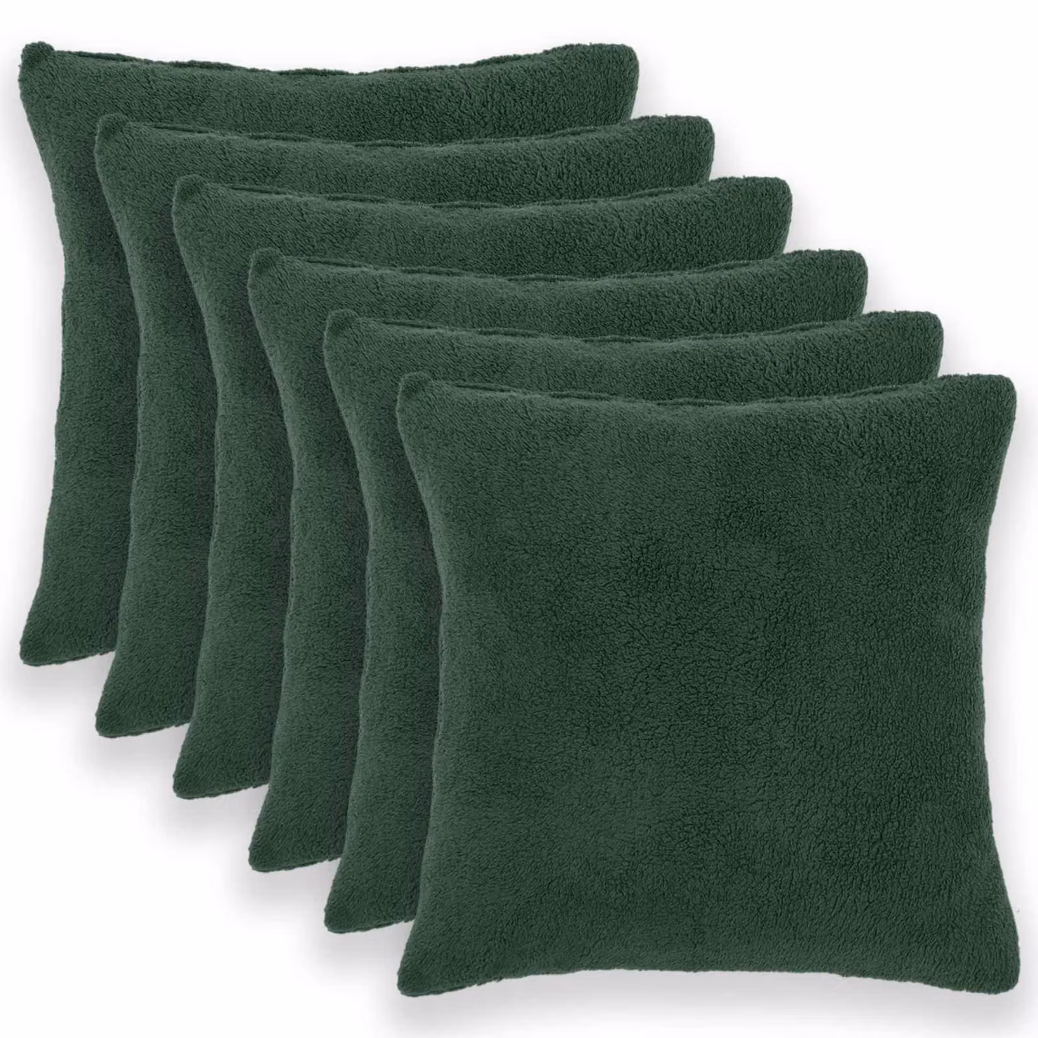 Set di 6 federe vidaXL HEERLEN in tessuto bouclé verde scuro, L 60 x L 60 cm
