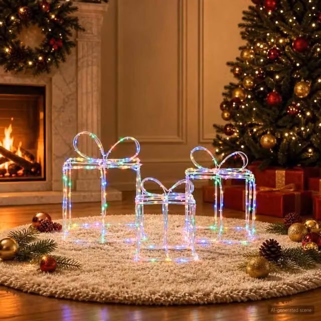 Scatole regalo di Natale luminose LOVIISA 3 pz 360 LED 42053434