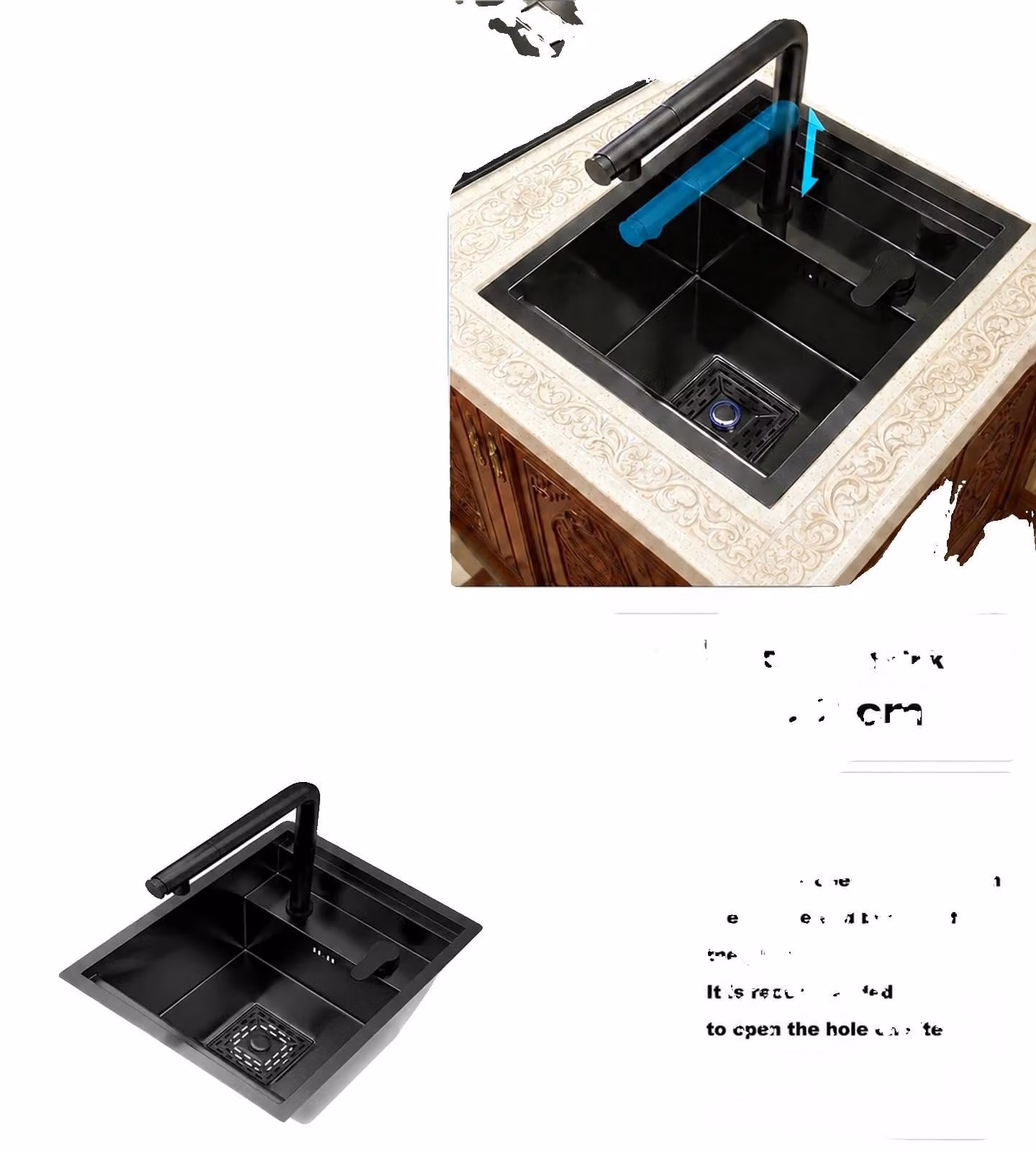 Lavello da cucina, acciaio inossidabile, vasca singola, modello Set-4044CM-NQ