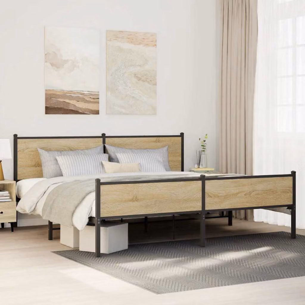 Giroletto in metallo vidaXL color rovere Sonoma, L: 200 cm, P: 200 cm, H: 206 cm – 1