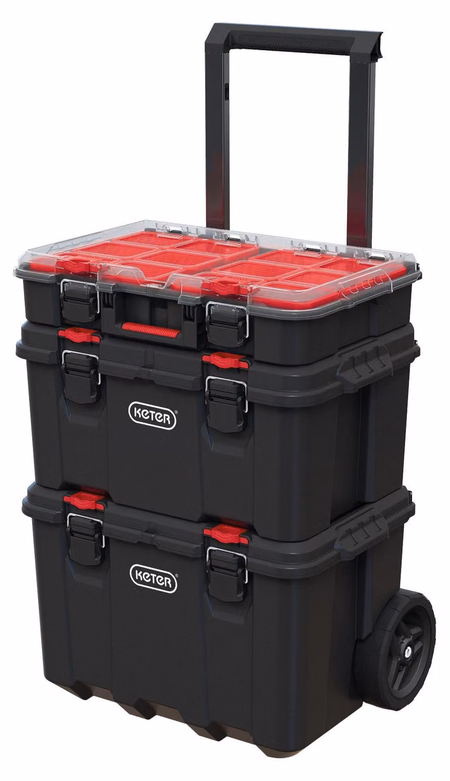 Keter 250927 Cassetta degli attrezzi Stack n Roll non assemblata nera