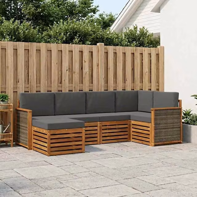 Set di divani da esterno 5 pz Naturale e Antracite 3384558