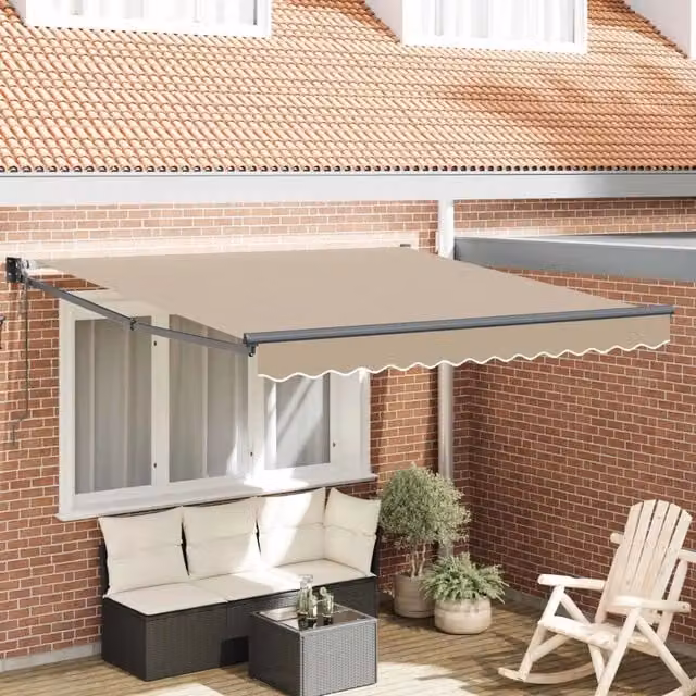 Tenda da Sole-Tenda parasole per balcone Beige 300 x 250 x 165 cm Poliestere 408191