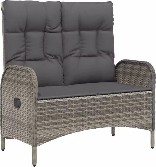 Panchina Reclinabile da Giardino Outsunny in Polyrattan Grigio con Cuscini L: 107 cm