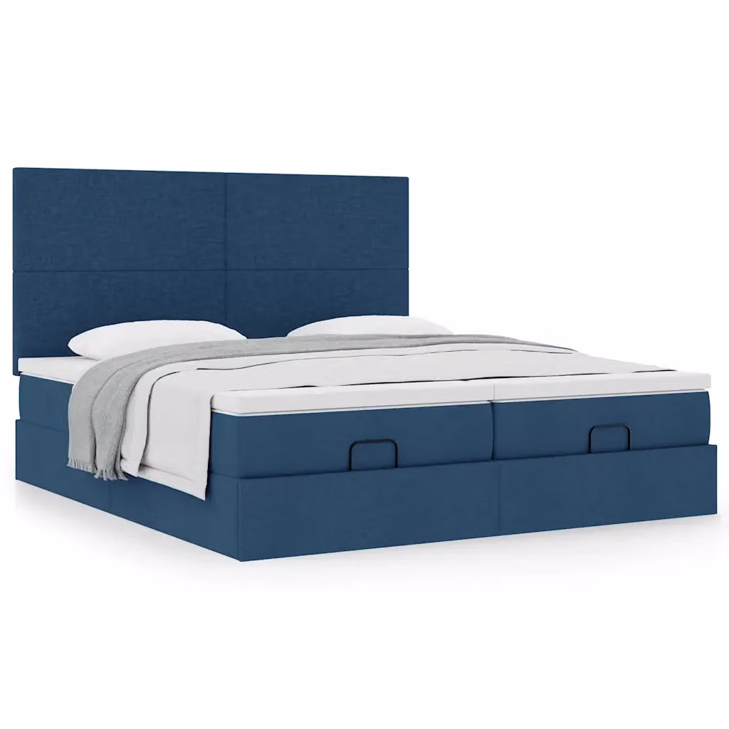 Letto con contenitore a sollevamento vidaXL in tessuto blu e bianco L: 180 cm, P: 200 cm, H: 128 cm – 2