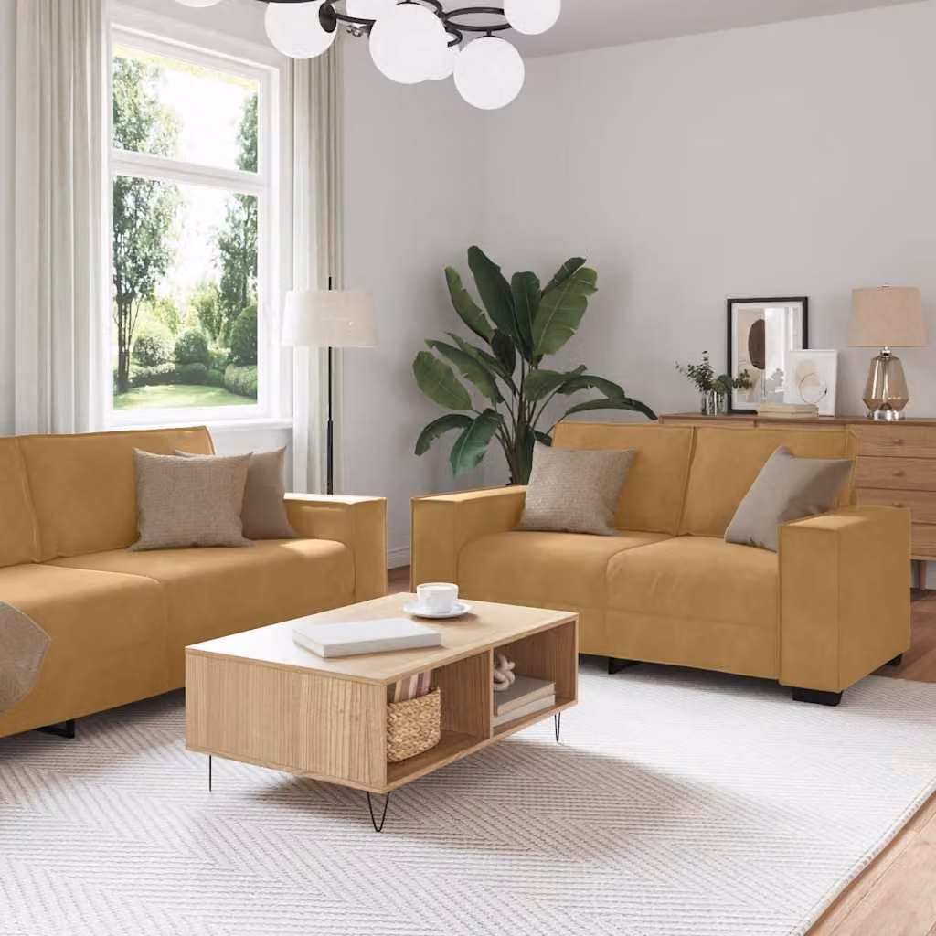 Maison Exclusive - Set divano a 3 pezzi con cuscini in velluto marrone