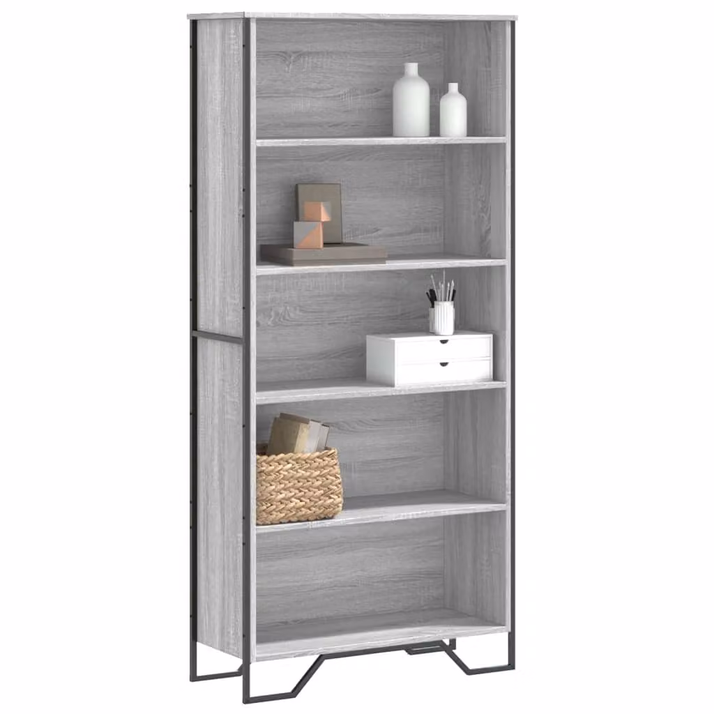 Libreria vidaXL Grigio Sonoma in MDF per Soggiorno L: 80 cm, P: 31 cm, H: 169 cm