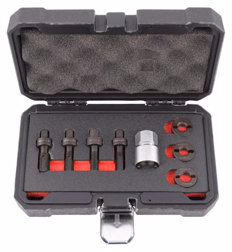 Set-kit per riparazione dei filetti di prigionieri e dadi ruota, per perni delle ruote, M12 e M14