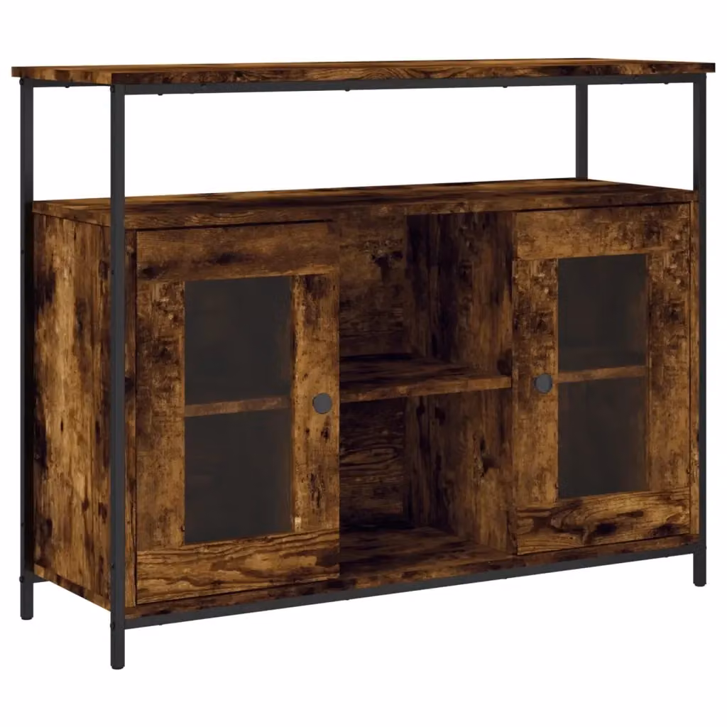 Credenza vidaXL in Rovere e Metallo, Colore Marrone, L/P/H: 100 x 35 x 80 cm – 2