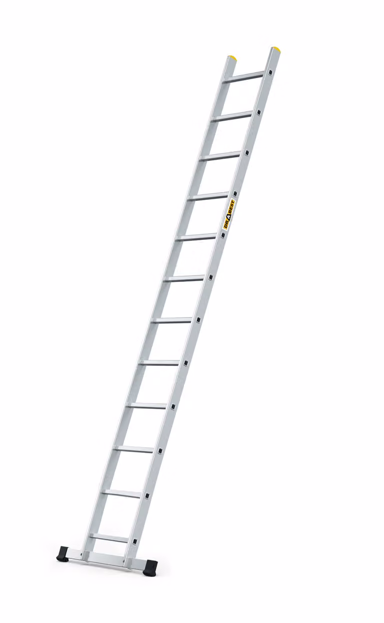 Drabest | Scala - Scala di accesso - 12 pioli - Portata 150 kg - Scala in alluminio 1x12 gradini - Scala singola professionale