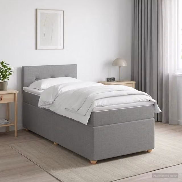 Letto box spring con materasso ibrido vidaXL Grigio Chiaro L/P: 100 x 200 cm