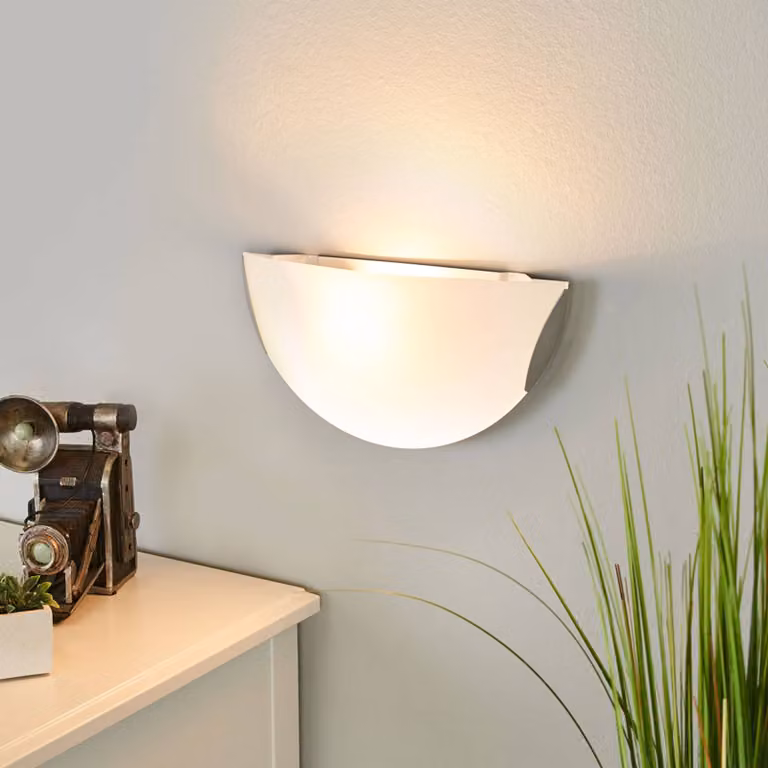 Fabas Luce Applique da parete FOX, dimmerabile, Bianco / Opale, Corridoio, Vetro, Moderno, Applique