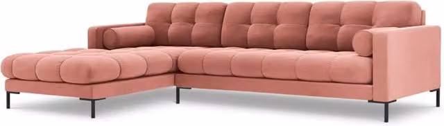 Divano angolare sinistro Bali di Cosmopolitan Design in velluto rosa a 5 posti L 293 x P 185 x H 75 cm – 1
