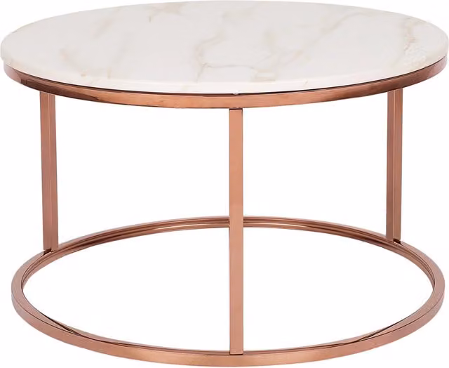 Tavolino rotondo BELIANI in metallo e MDF con piano effetto marmo, stile moderno per soggiorno, L: 70 cm, P: 70 cm, H: 43 cm