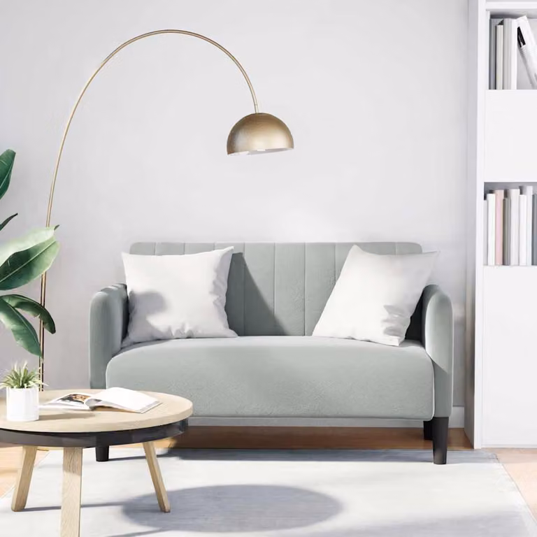 vidaXL Divanetto in Velluto Grigio Chiaro L: 109 cm, P: 68 cm, H: 74 cm