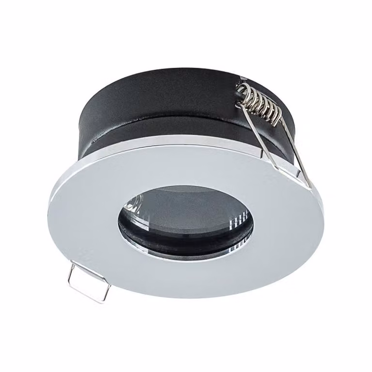 EVN da incasso a soffitto, rotondo, cromato, IP65, GX5.3, 12 V, diametro di incasso 68 mm
