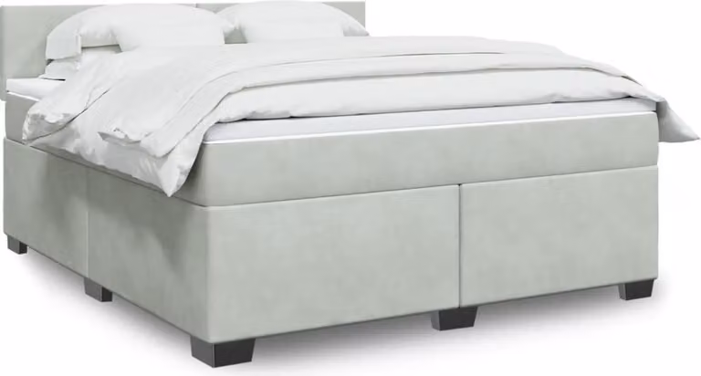 Maison Exclusive - Giroletto a Molle con Materasso Grigio Chiaro 180x200cm Velluto