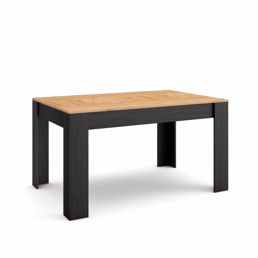 Tavolo da pranzo moderno SKRAUT HOME in legno, colore rovere e nero, per 6 persone, L: 140 cm, P: 90 cm, H: 76 cm – 2