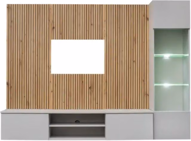 Composizione murale IXAR – Mobile TV e vetrina sospesa – Con LED