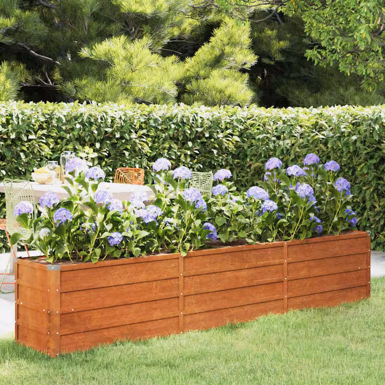 Letto rialzato da giardino vidaXL in acciaio Corten color marrone L 240 cm x P 40 cm x H 45 cm
