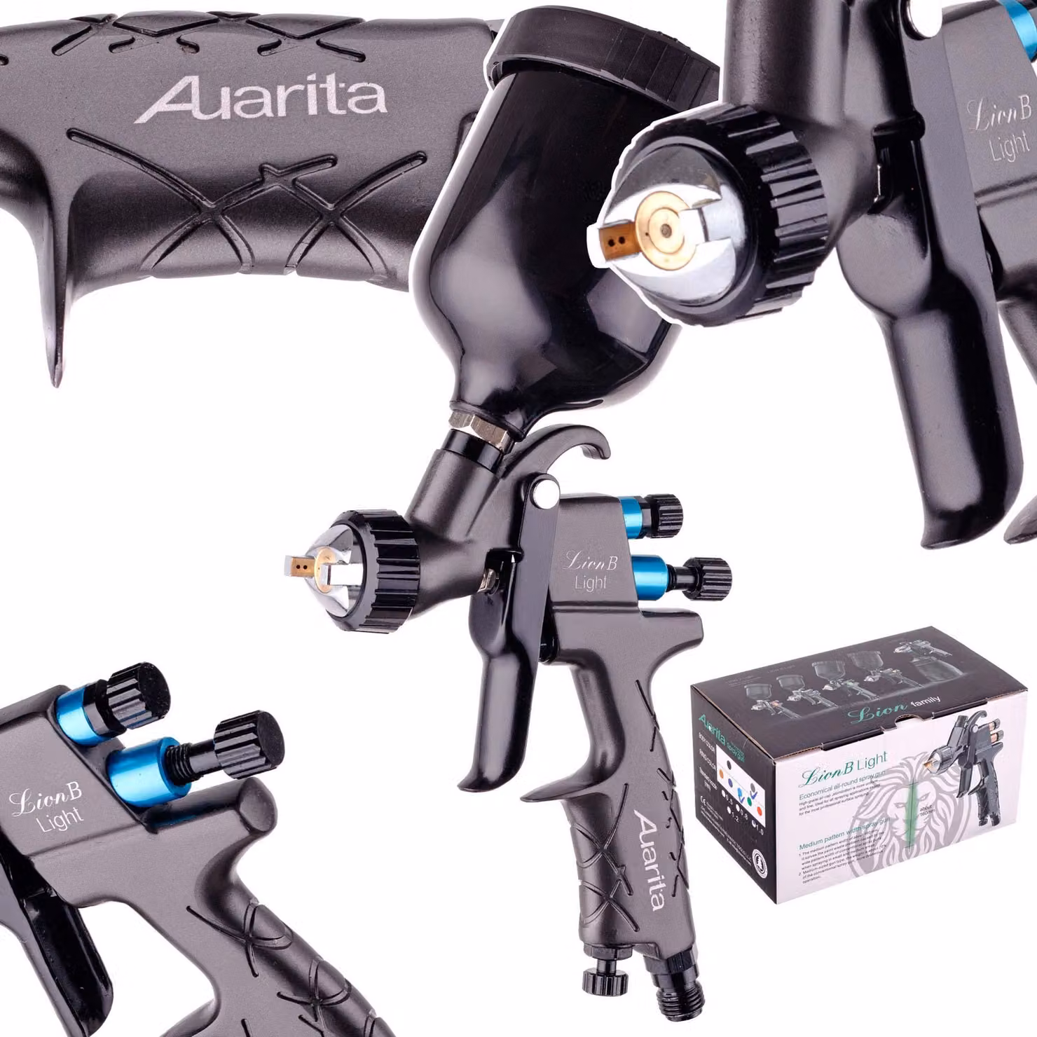 Mini pistola HVLP per piccoli compressori con ugello da 0,8 mm Auarita Lion B Light (250 ml)