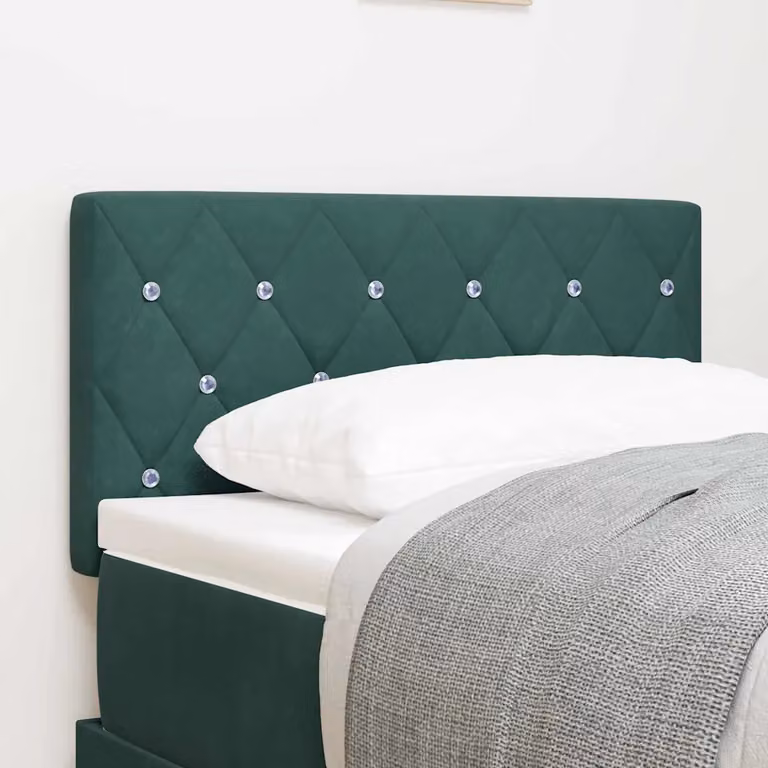 Testiera per letto vidaXL in velluto verde con struttura in legno di pino, Larghezza: 80 cm