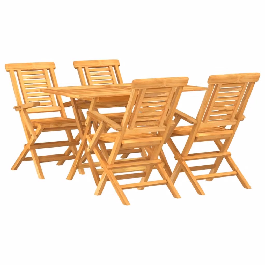 Set da Pranzo per Giardino 5 pz in Legno Massello di Teak