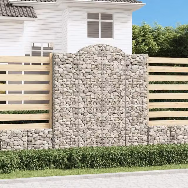 Set di 15 Cesti Gabbioni ad Arco Videx in Acciaio Zincato Argento L: 200 cm, P: 50 cm, H: 220/240 cm – 1