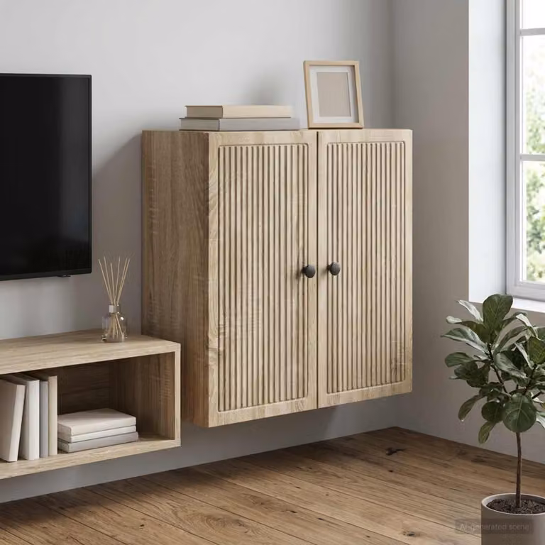 vidaXL Mobiletto a muro in stile vintage marrone con ante a battente e ripiani interni L: 59 cm, P: 31 cm, H: 60 cm