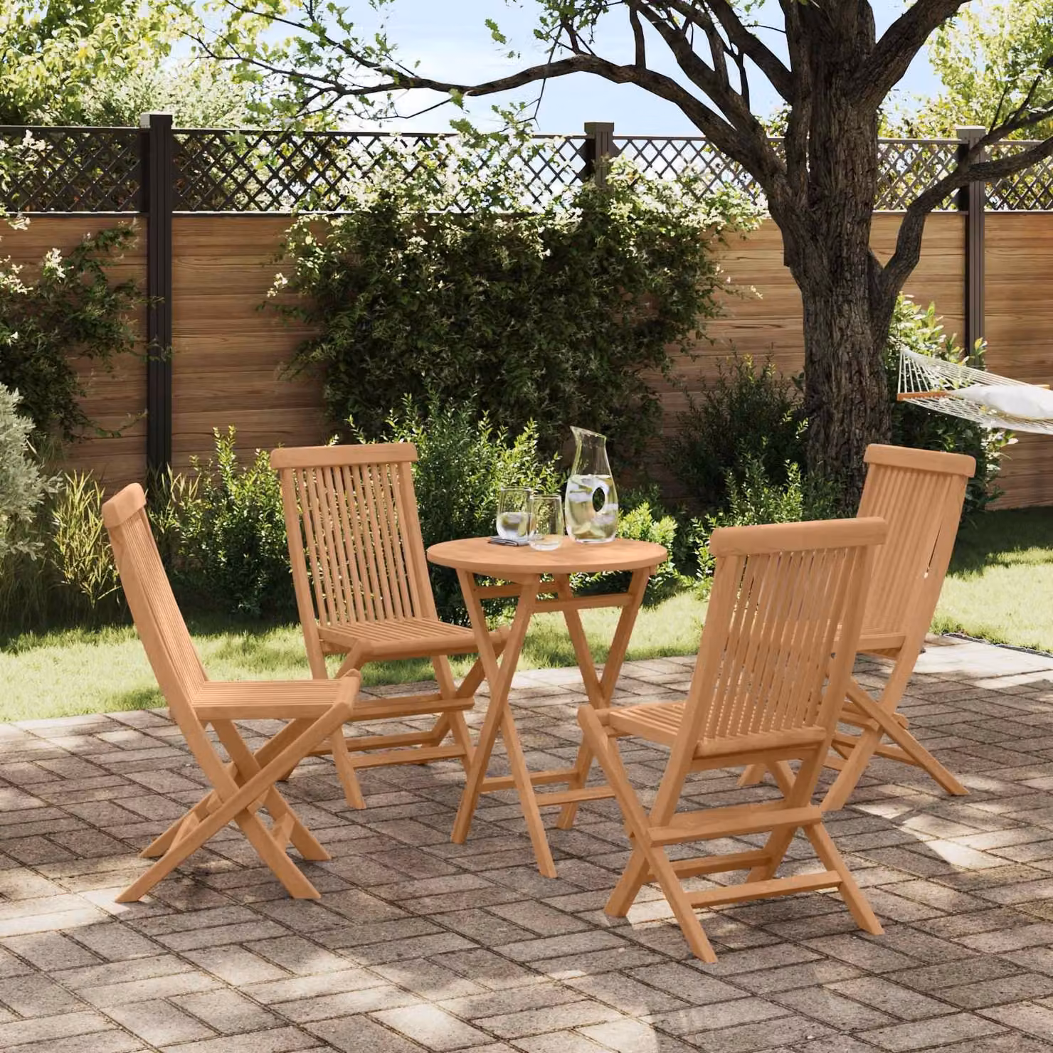 Set da giardino moderno vidaXL in legno di teak massello marrone composto da 5 pezzi