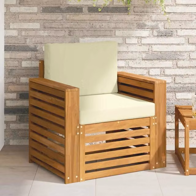 Set di divani da esterno da 2 posti vidaXL in legno di acacia massello con cuscini beige e tessuto in poliestere