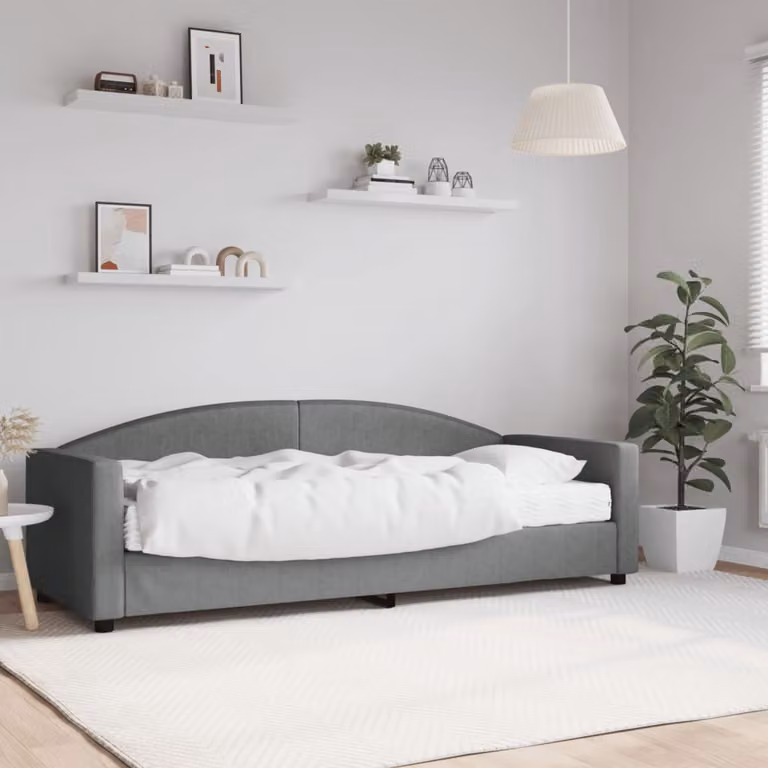 vidaXL Divano Letto con Materasso in Tessuto Grigio L: 200 cm, P: 80 cm