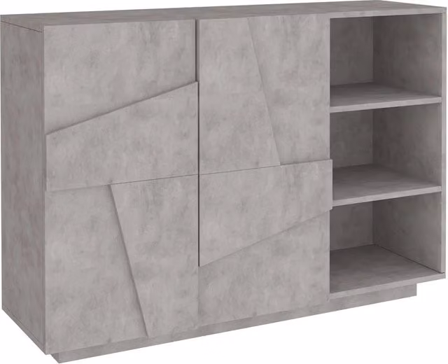 Mobile Multiuso 2 Ante 3 Vani Giorno 121,8x39,2x86 cm Ping Cemento Bronx